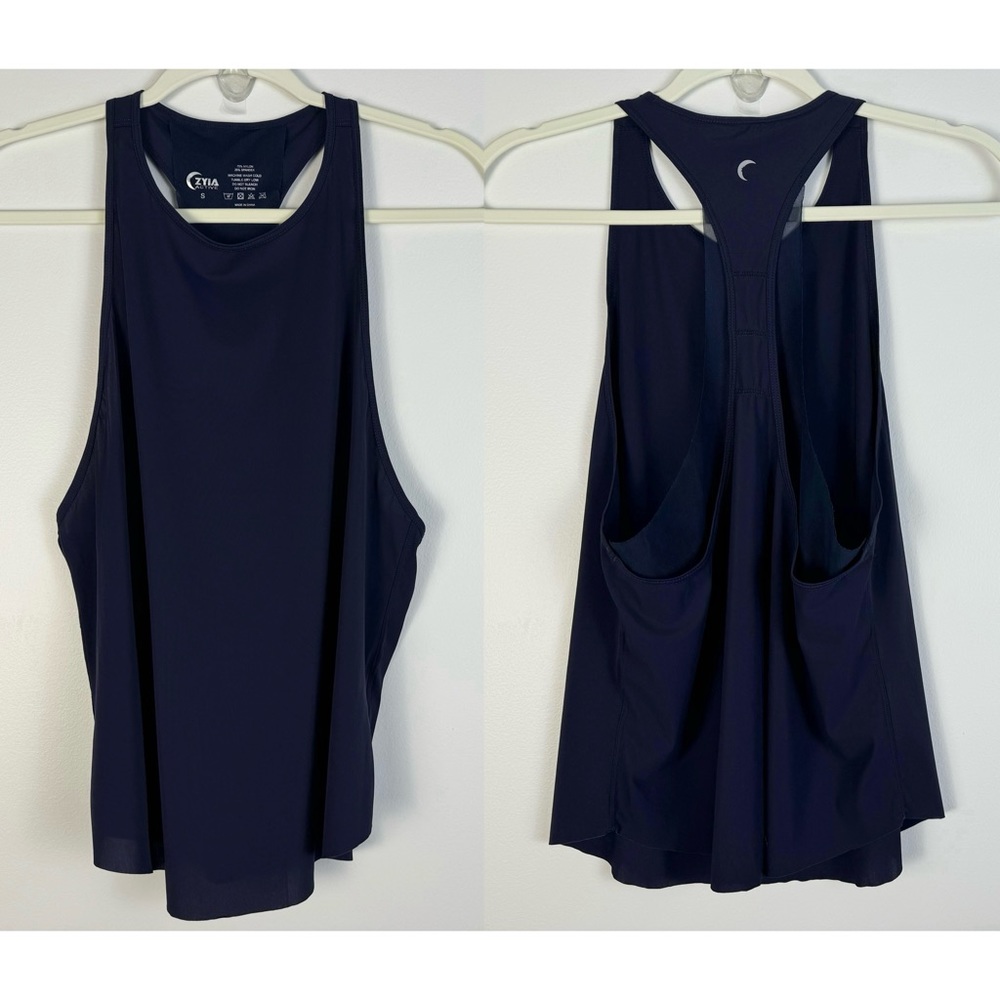 Zyia Active Double Racer Tank Top Navy Blue Small Athletic Exercise Workout